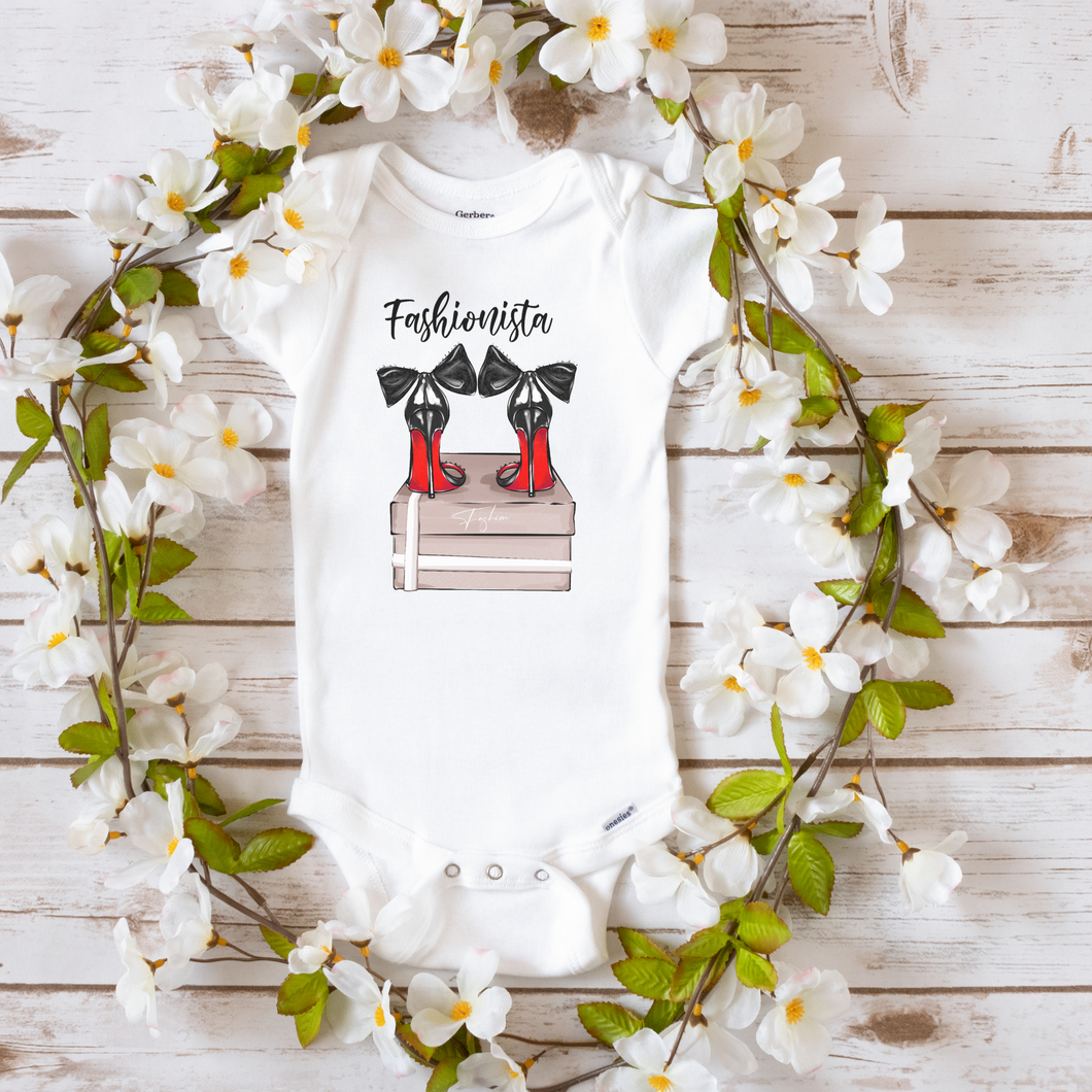 Fashionista red bottom baby Onesies®